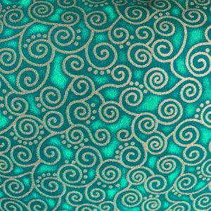 45 x 45 cm square velvet backed cushion cover - green curly geometric