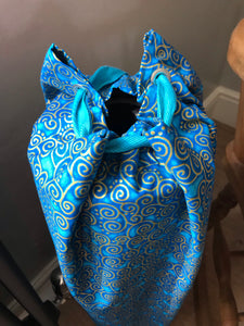 Yoga Mat Bag - turquoise curly geometric