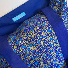 Tote Bag - royal blue and gold curly geo print