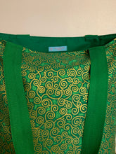 Tote bag - emerald green and gold curly geometric