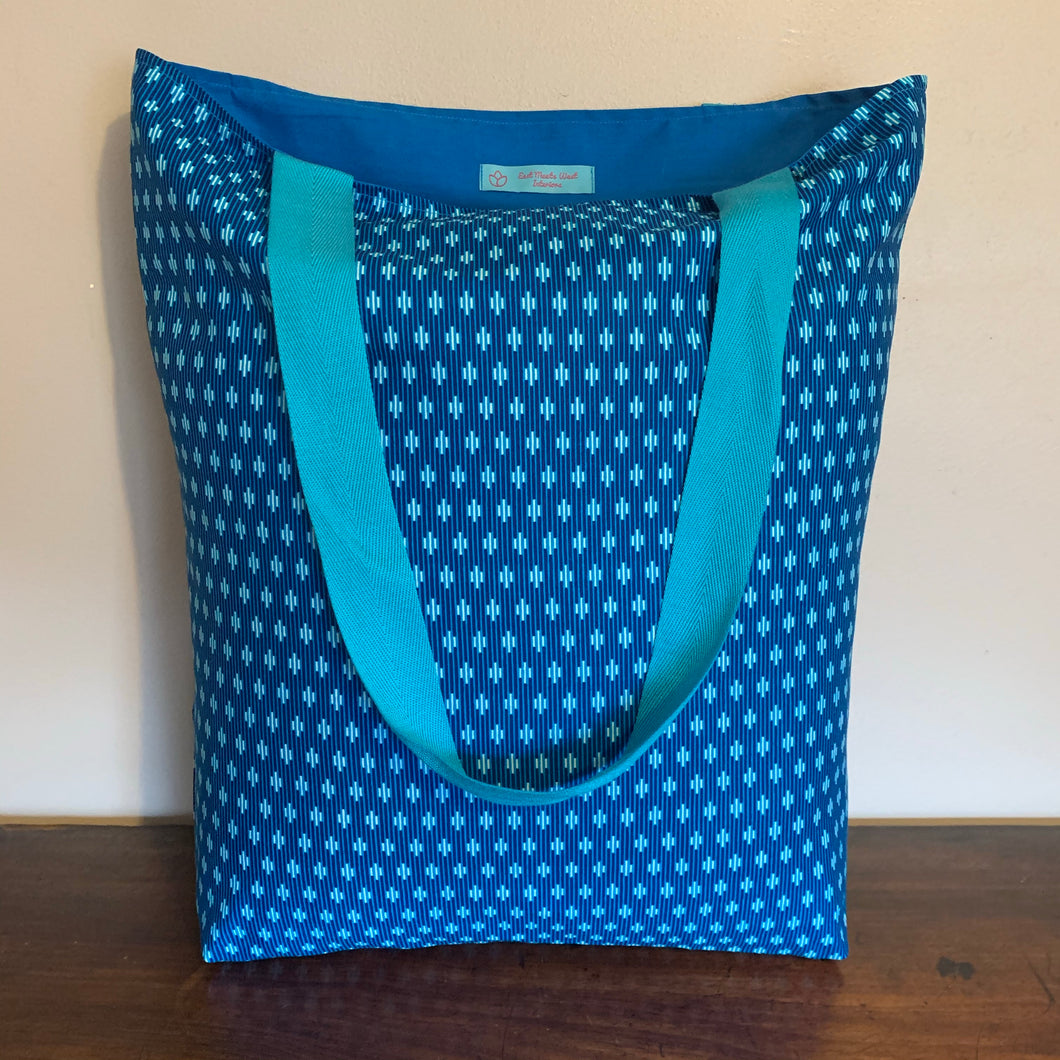 Tote Bag - turquoise and teal geo print