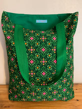 Tote bag - green, pink and orange diamond print