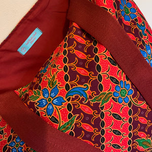 Tote bag - red, burgundy and blue diagonal floral