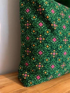 Tote bag - green, pink and orange diamond print